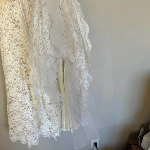 Caroline Charles London Vintage 1980's Strapless White Fit and Flare Midi Dress - Picture 6 of 12